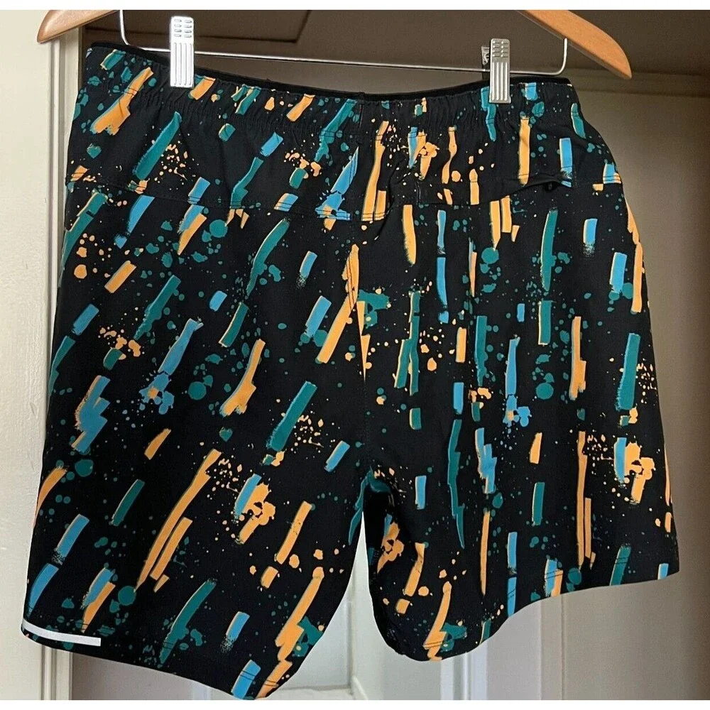 MAAMGIC Men's Swim Run Workout Trunks Size M Grafitti Themed Lined Pockets